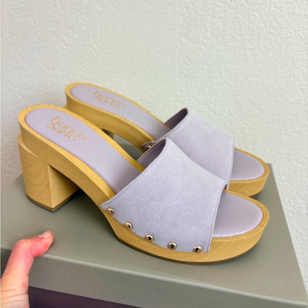 Brand New Franco Sarto Suede Capri Clogs in Lilac